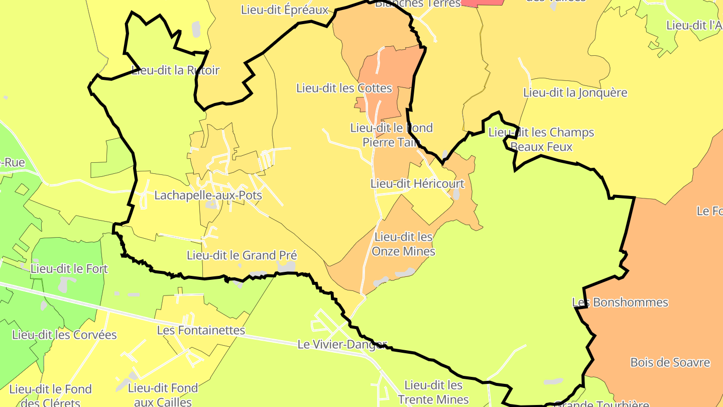 Carte des prix de l'immobilier Lachapelle-aux-Pots