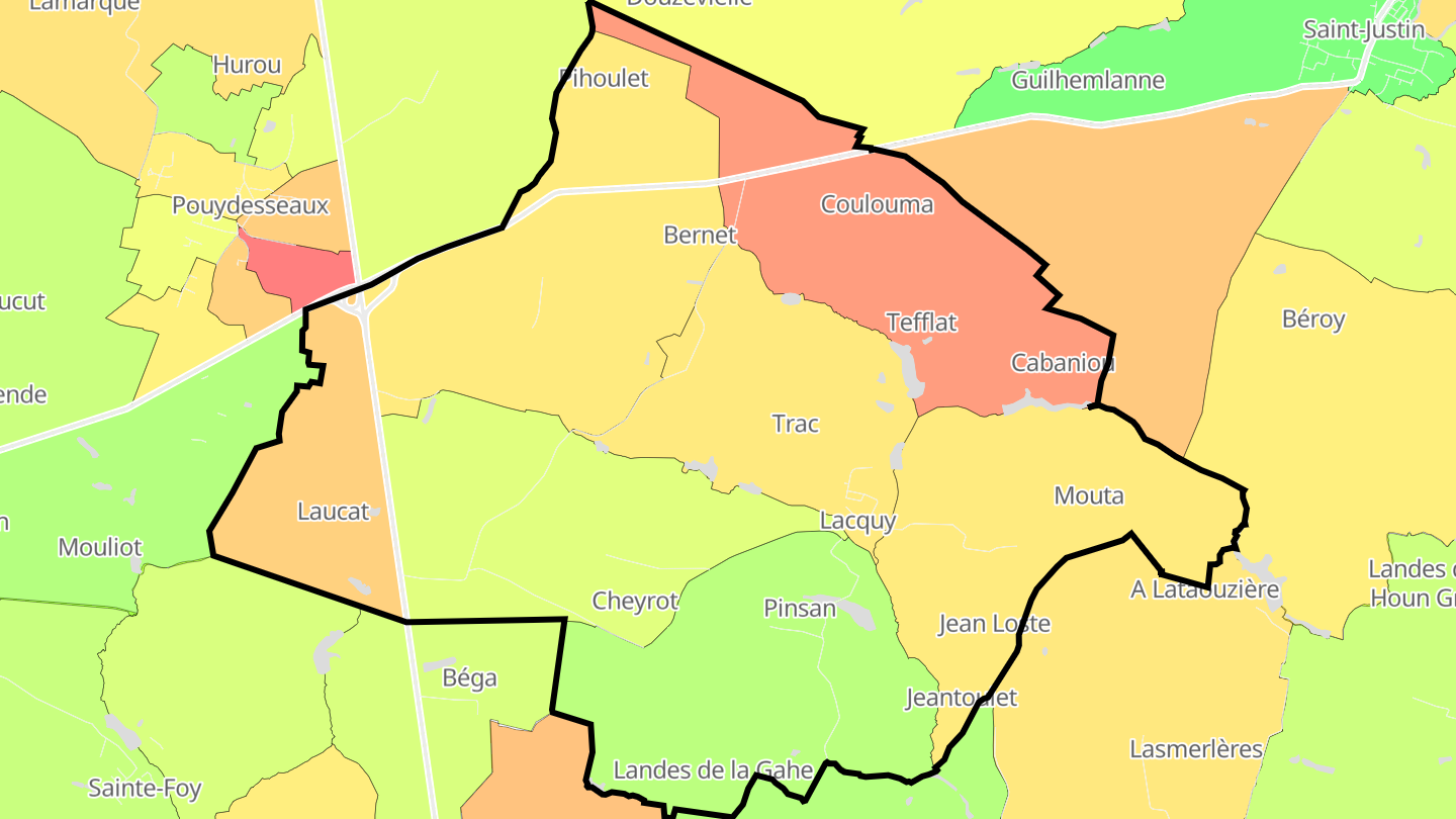 Carte des prix de l'immobilier Lacquy