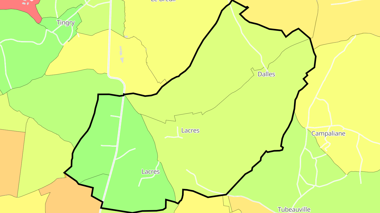 Carte des prix de l'immobilier Lacres