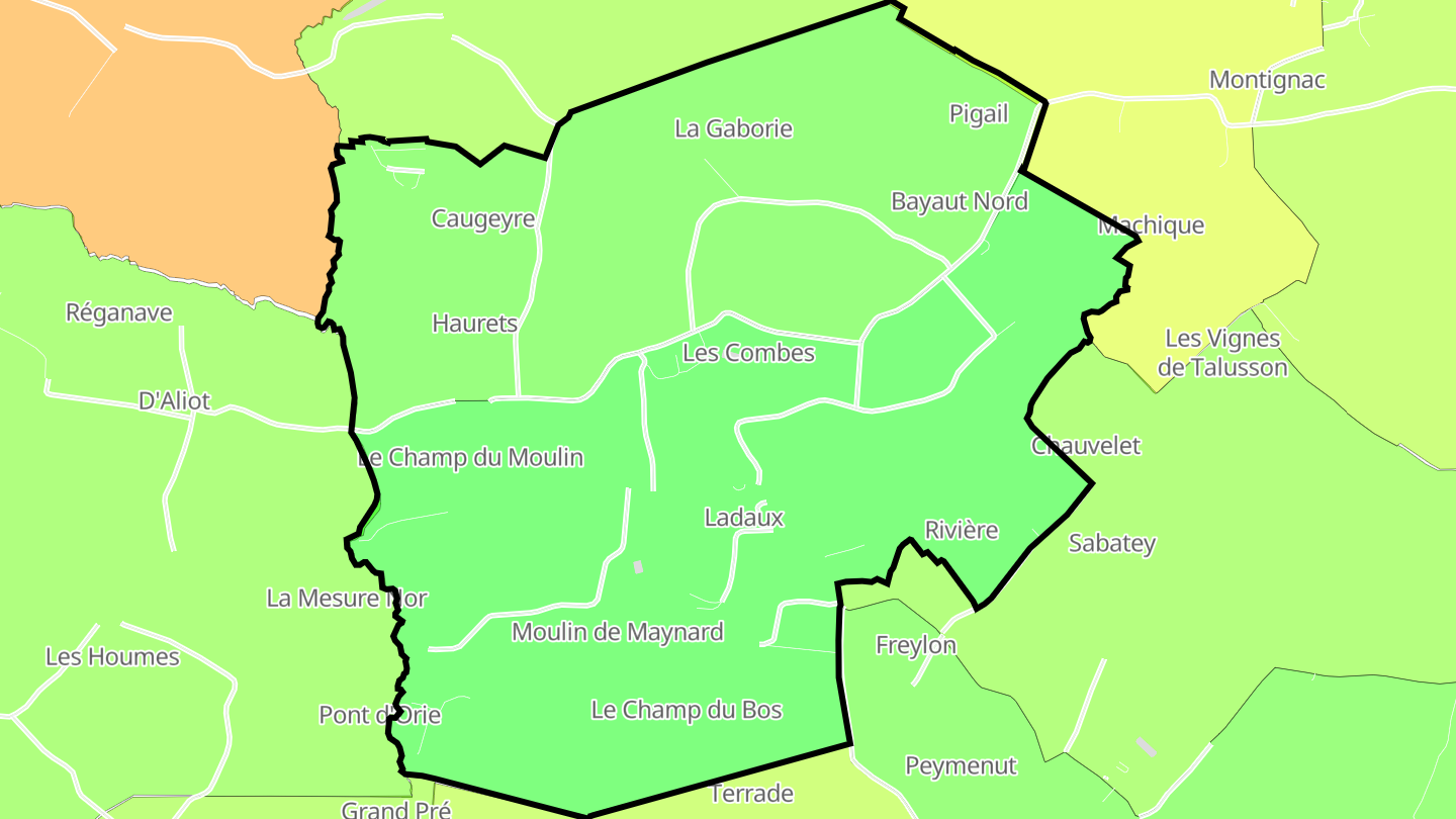 Carte des prix de l'immobilier Ladaux