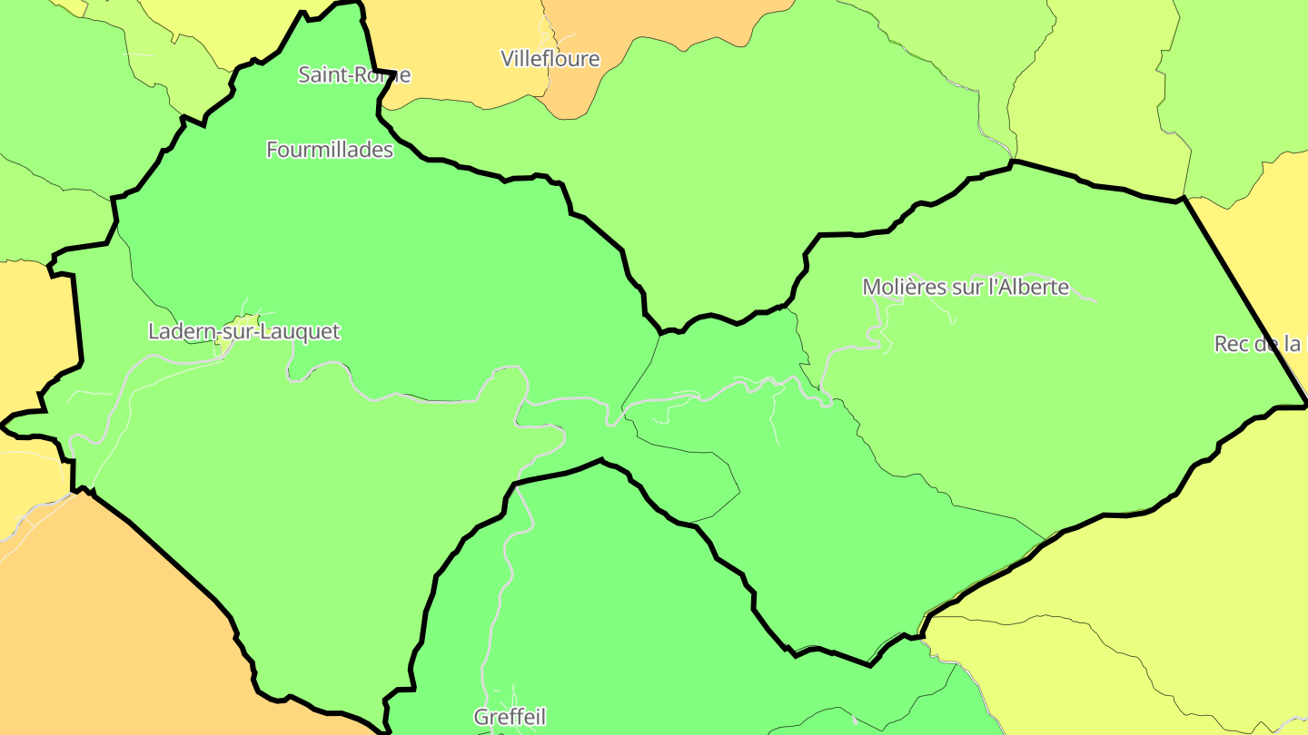 Carte des prix de l'immobilier Ladern-sur-Lauquet