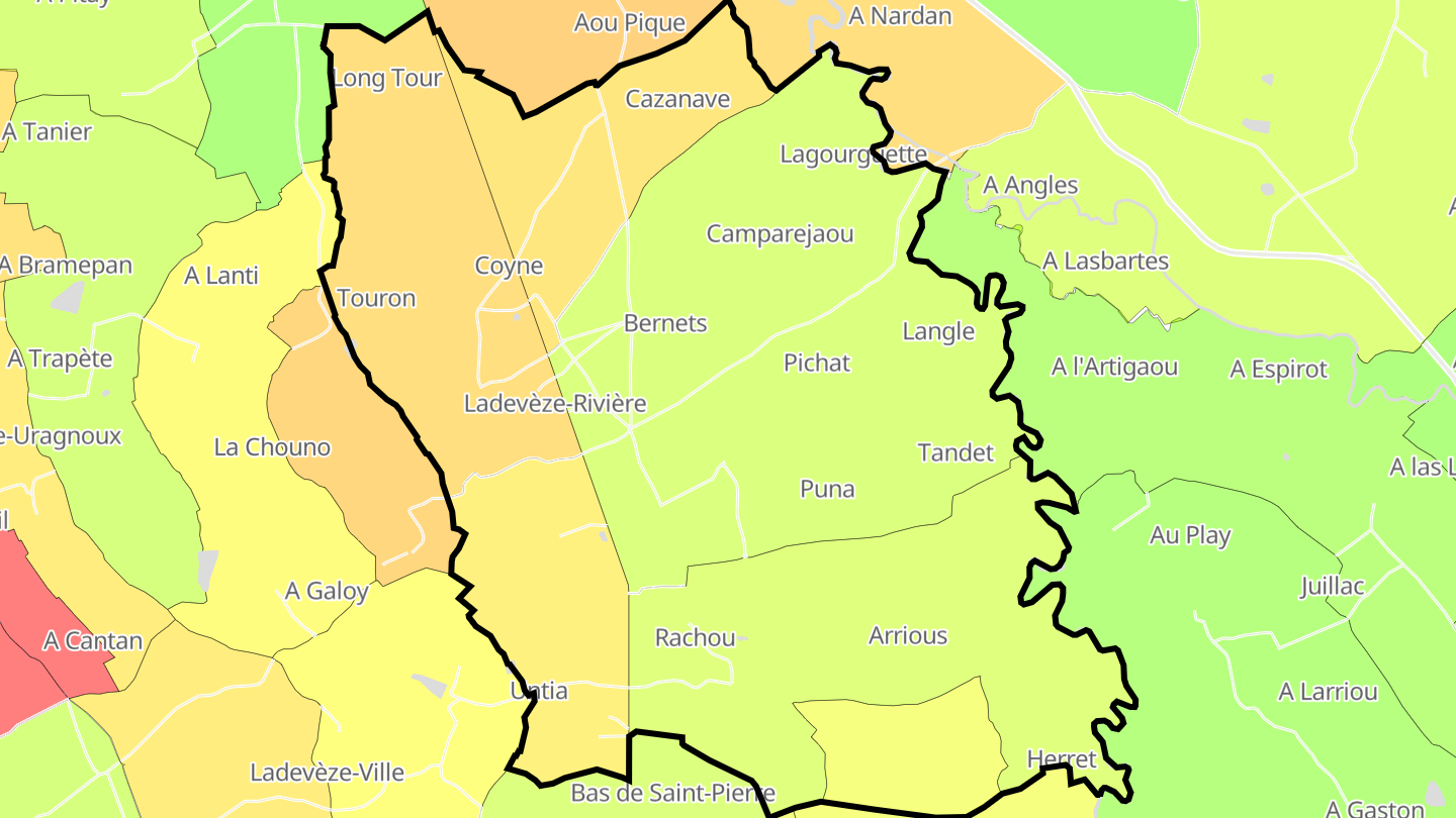 Carte des prix de l'immobilier Ladevèze-Rivière