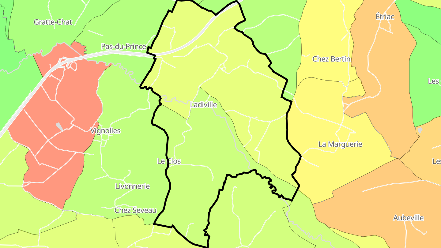 Carte des prix de l'immobilier Ladiville