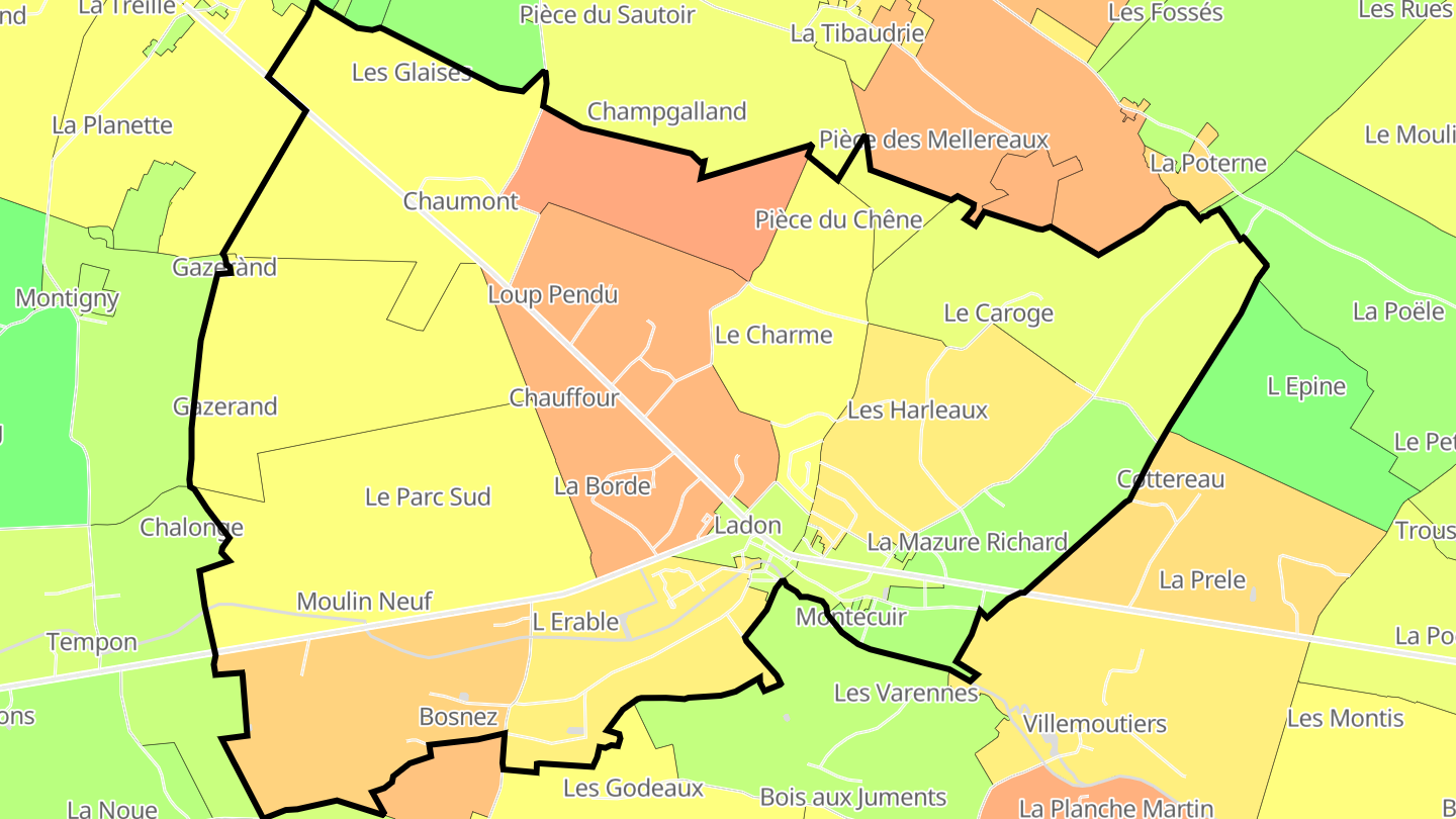 Carte des prix de l'immobilier Ladon