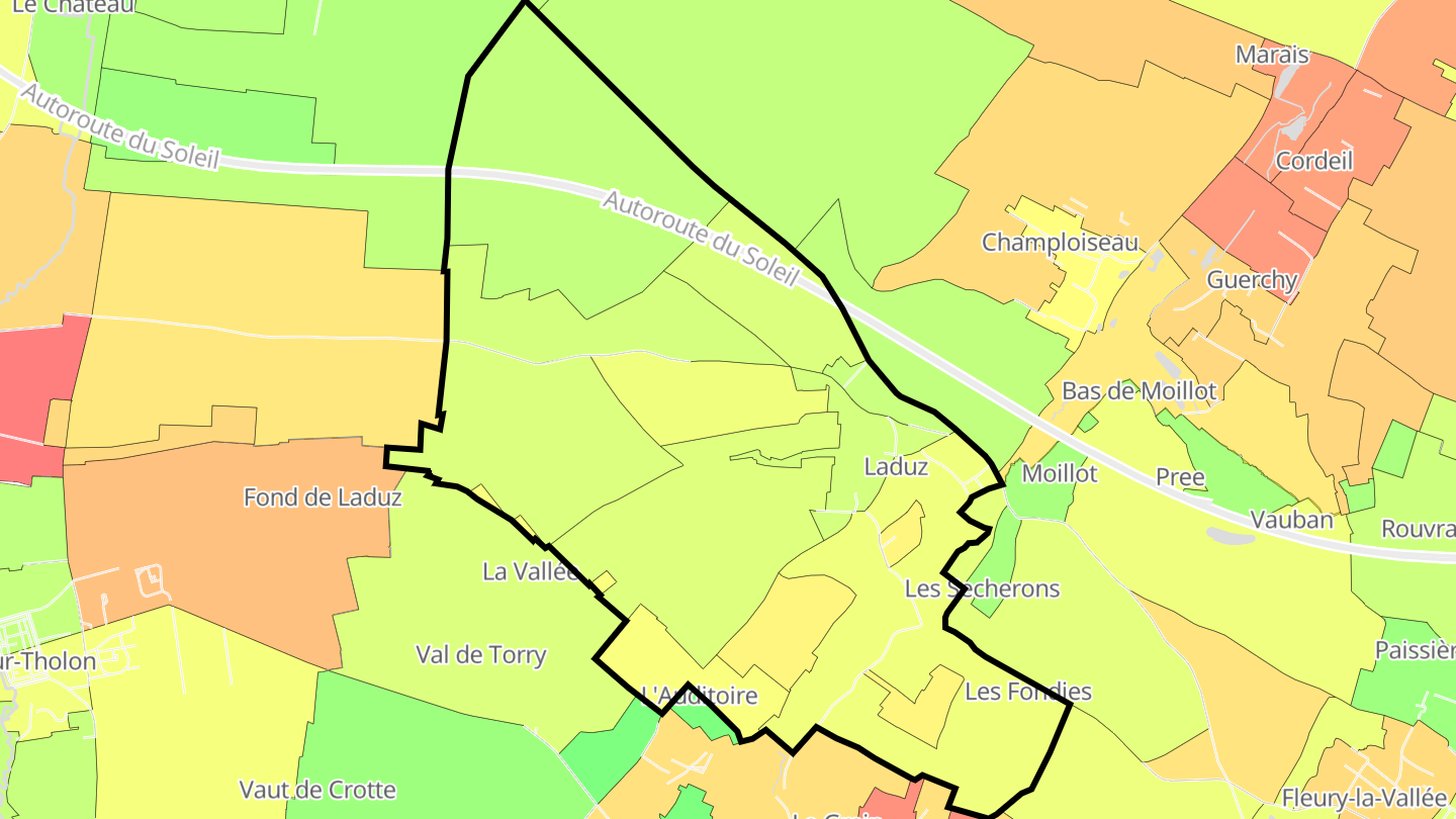 Carte des prix de l'immobilier Laduz