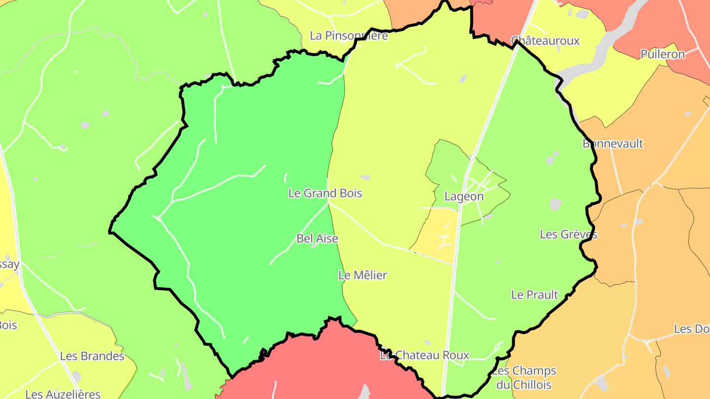 Carte des prix de l'immobilier Lageon
