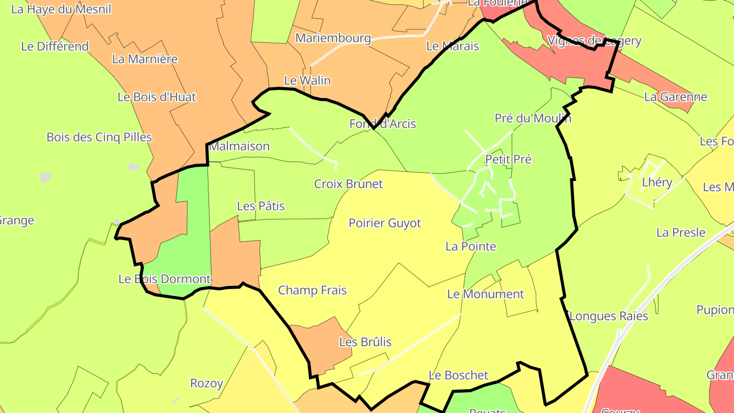 Carte des prix de l'immobilier Lagery