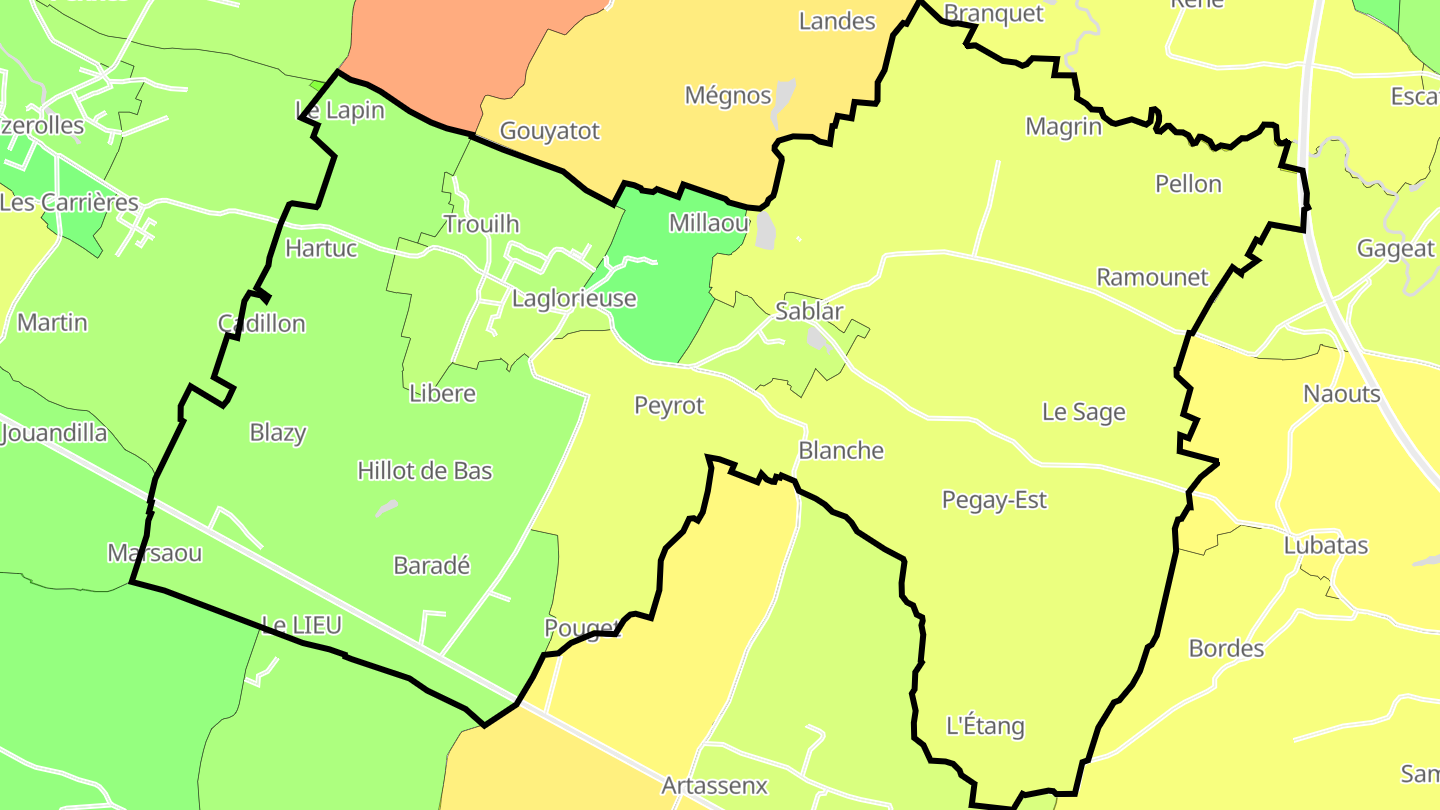 Carte des prix de l'immobilier Laglorieuse