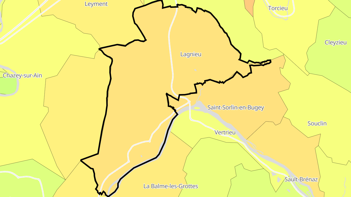 Carte des prix de l'immobilier Lagnieu