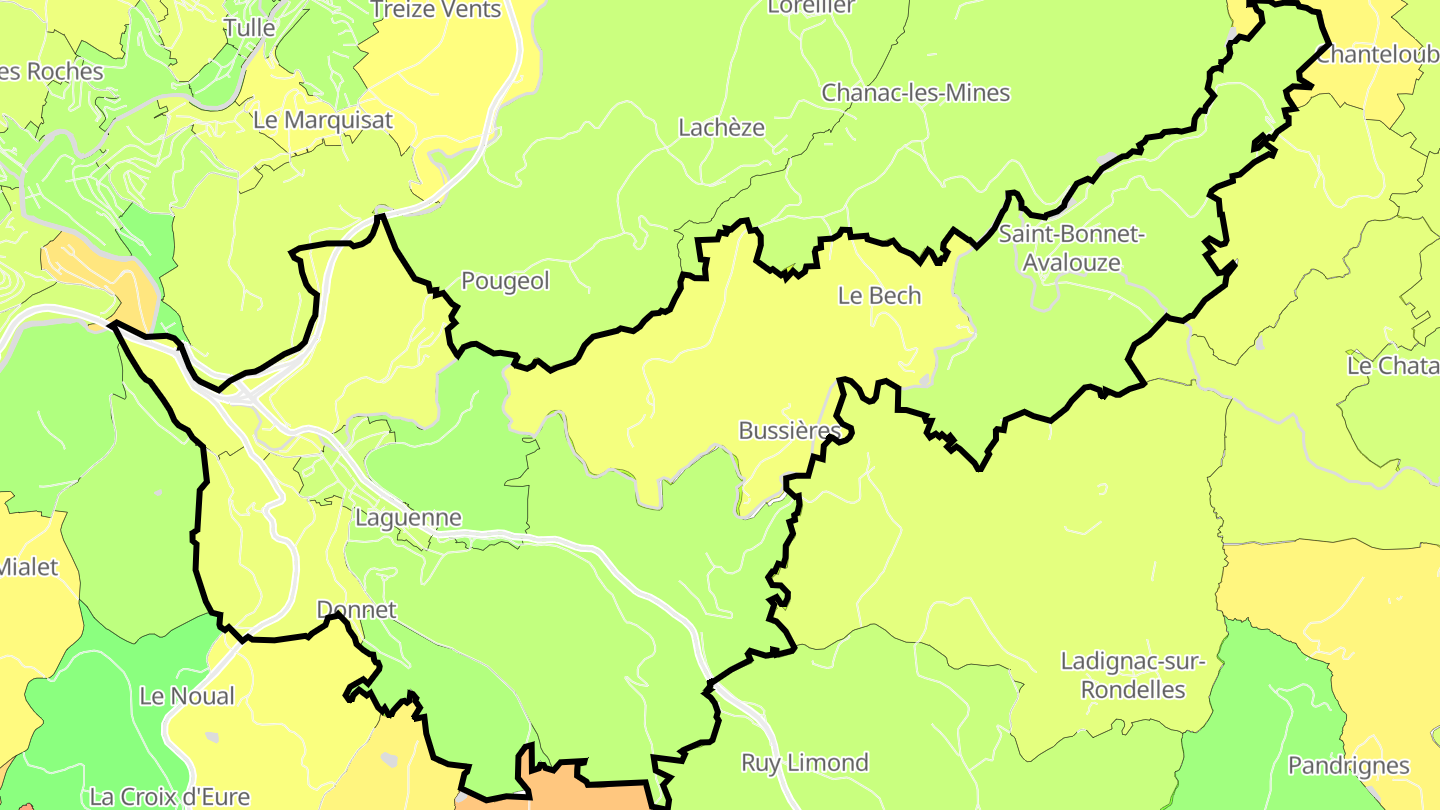Carte des prix de l'immobilier Laguenne-sur-Avalouze