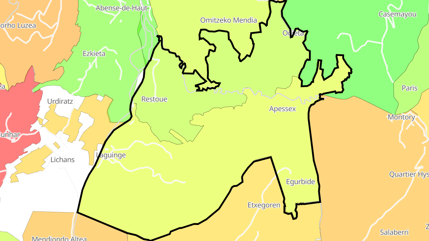 Carte des prix de l'immobilier Laguinge-Restoue