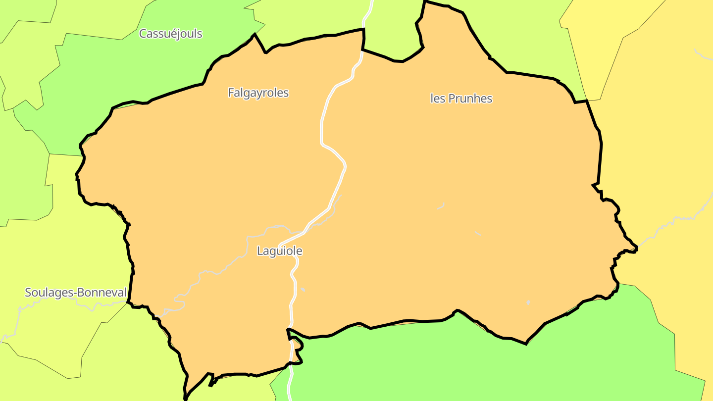 Carte des prix de l'immobilier Laguiole