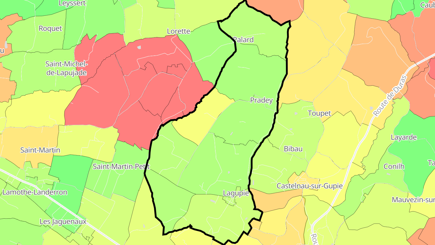 Carte des prix de l'immobilier Lagupie