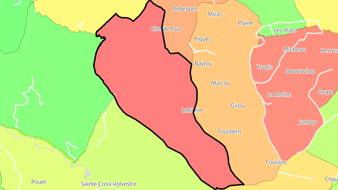Carte des prix de l'immobilier Lahitère