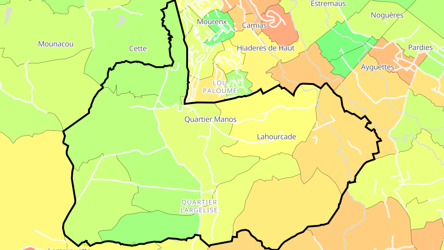 Carte des prix de l'immobilier Lahourcade