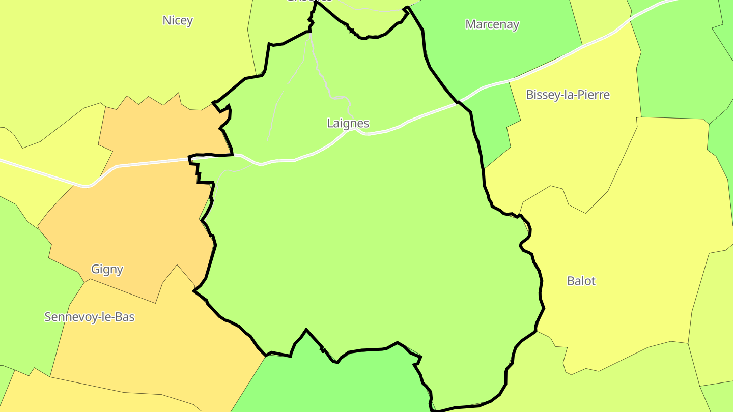 Carte des prix de l'immobilier Laignes