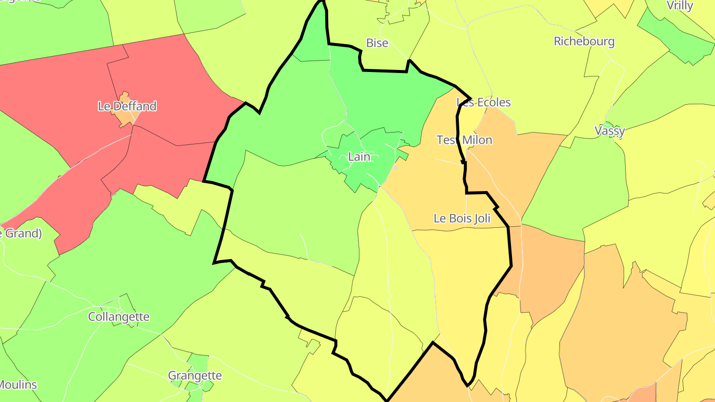 Carte des prix de l'immobilier Lain