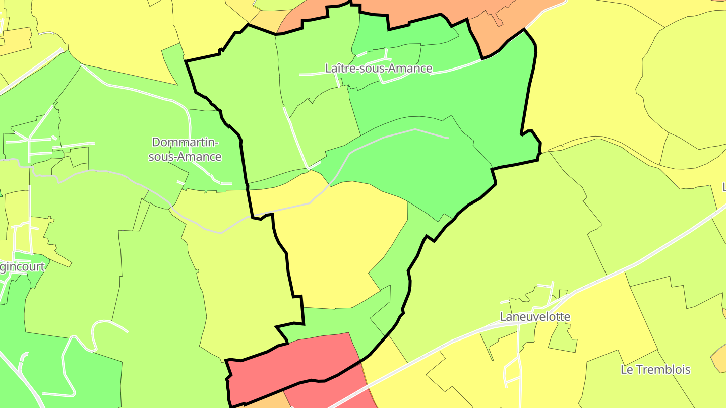 Carte des prix de l'immobilier Laître-sous-Amance