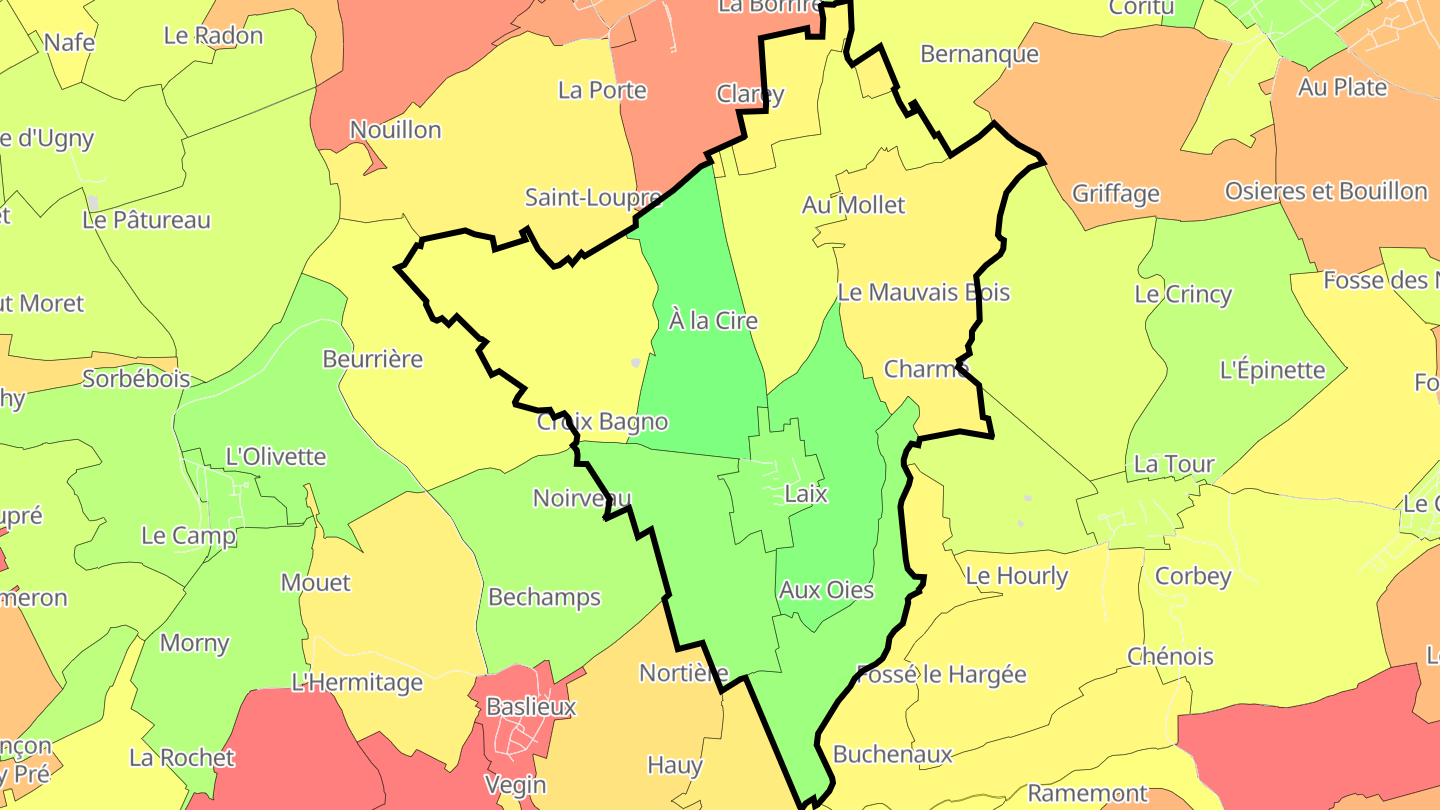 Carte des prix de l'immobilier Laix