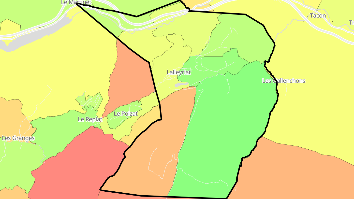 Carte des prix de l'immobilier Lalleyriat