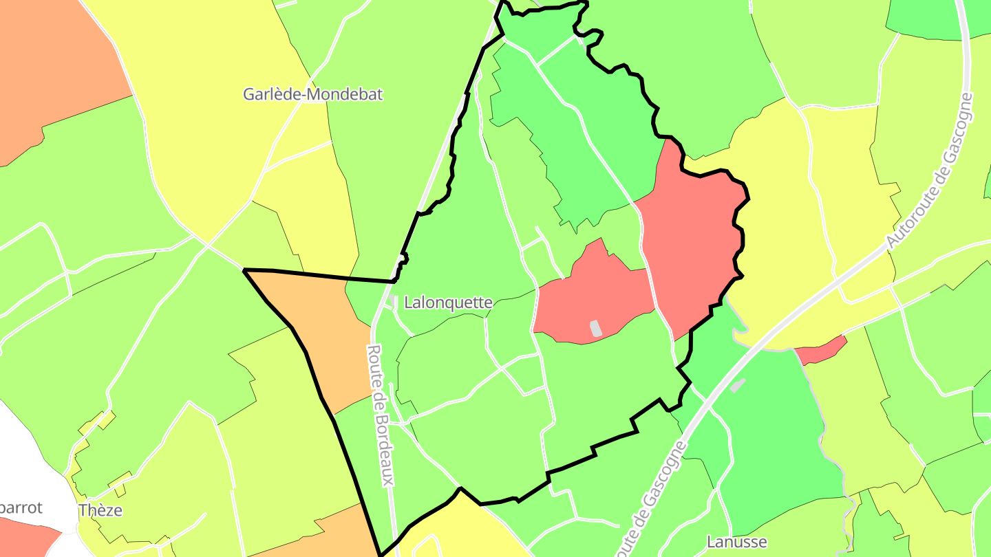 Carte des prix de l'immobilier Lalonquette