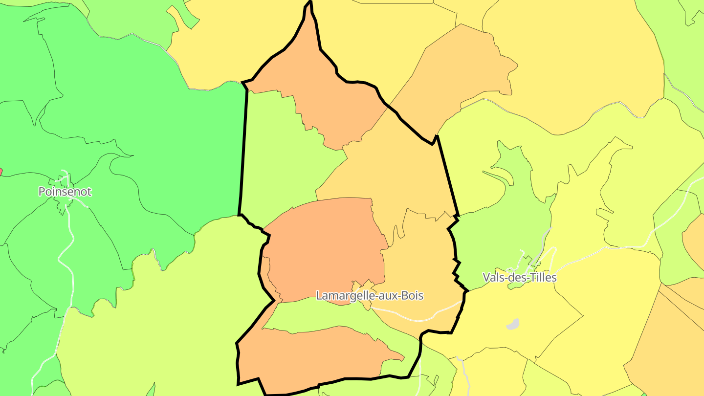 Carte des prix de l'immobilier Lamargelle-aux-Bois