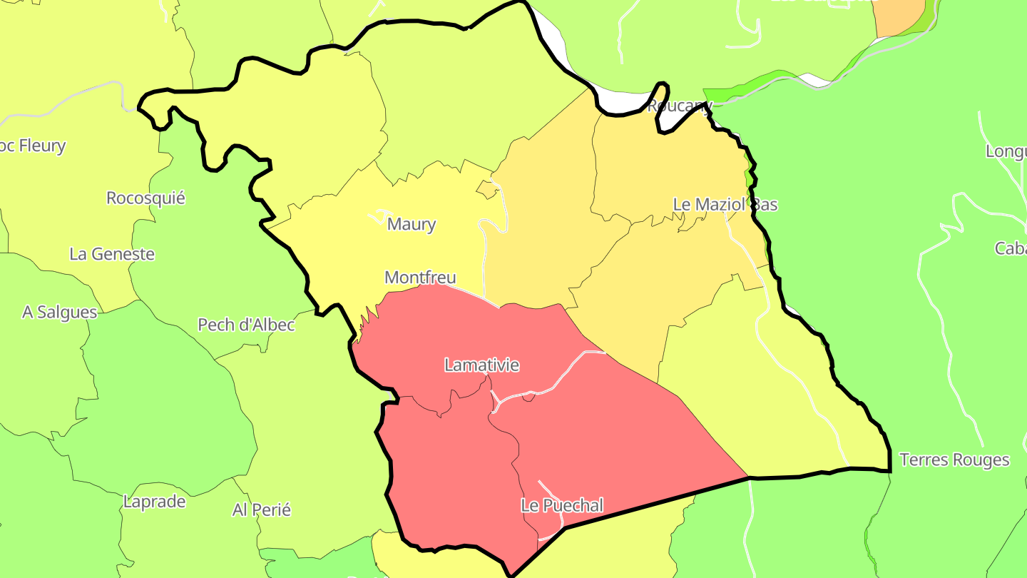 Carte des prix de l'immobilier Lamativie