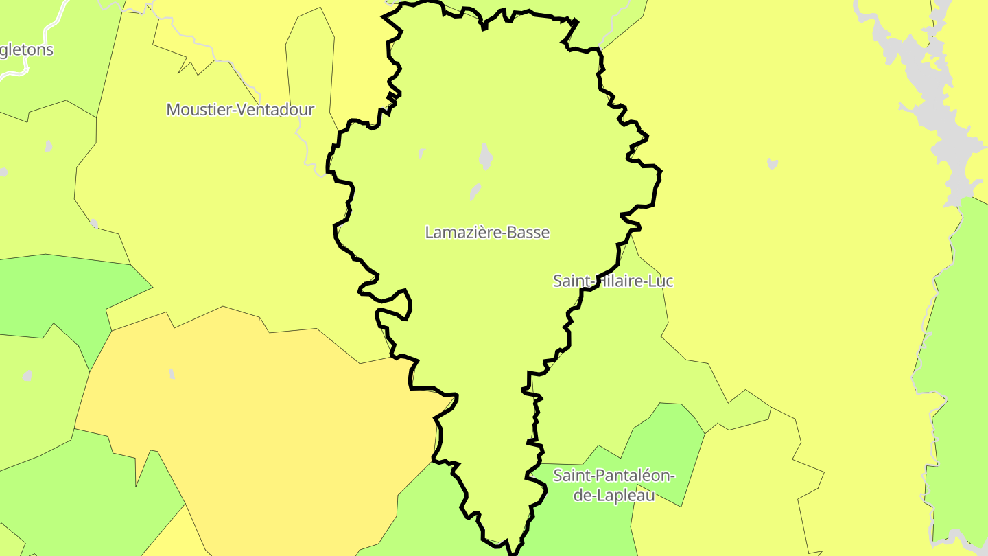 Carte des prix de l'immobilier Lamazière-Basse
