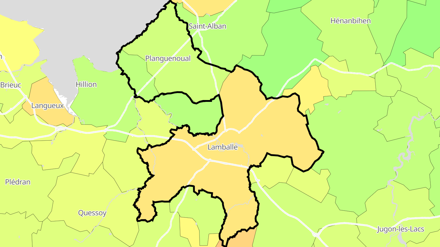 Carte des prix de l'immobilier Lamballe-Armor