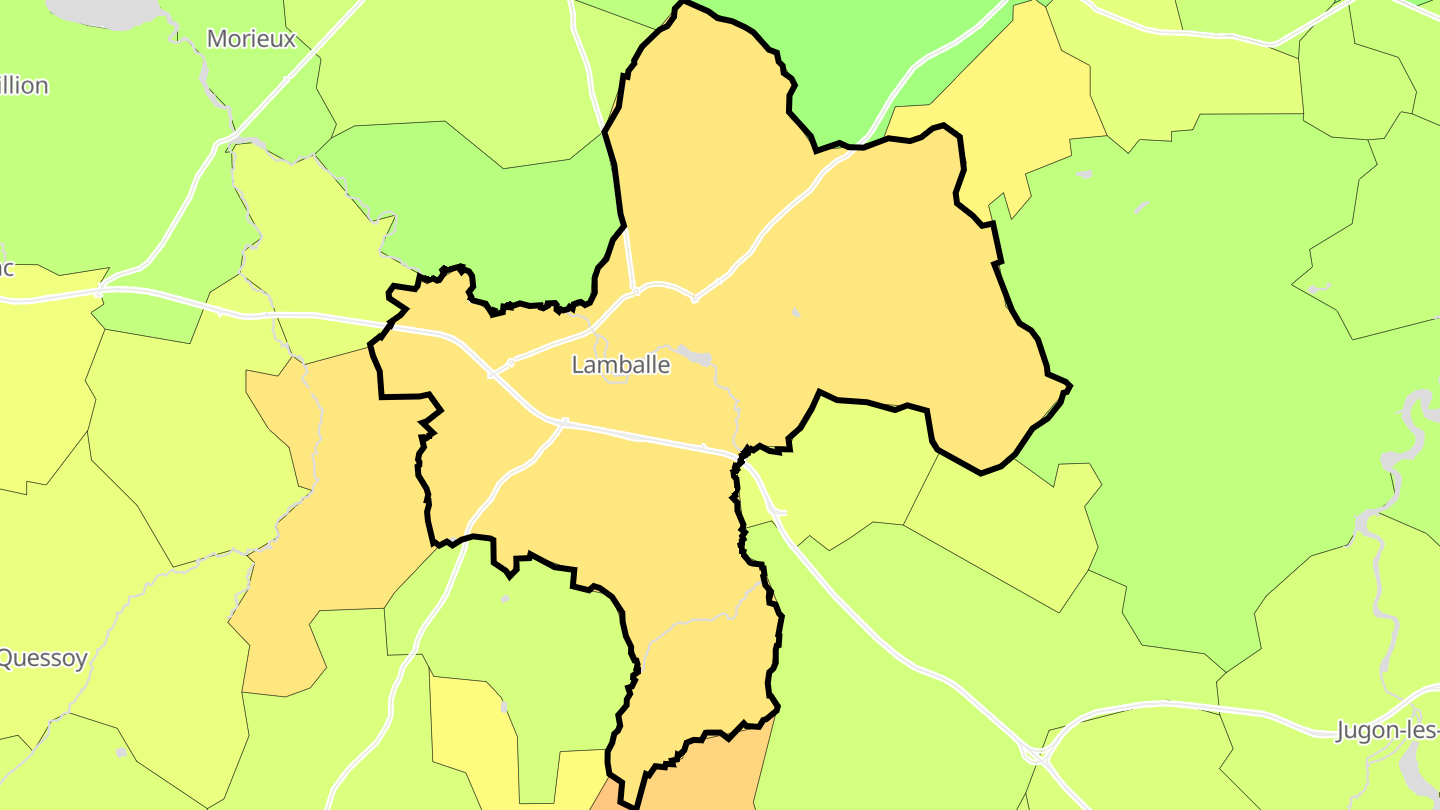 Carte des prix de l'immobilier Lamballe