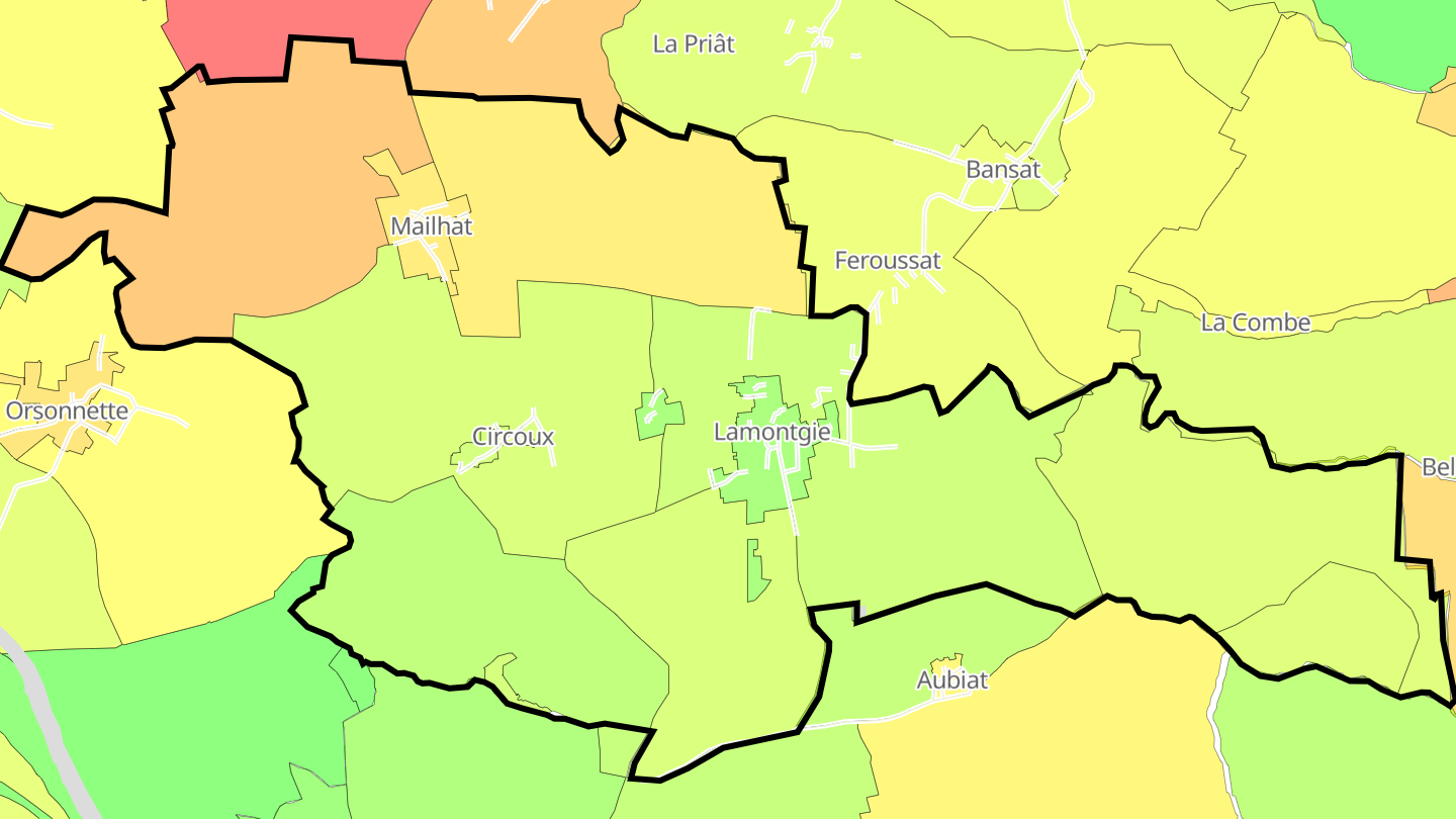 Carte des prix de l'immobilier Lamontgie