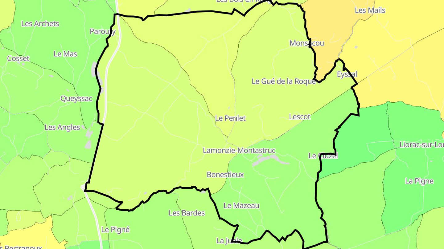 Carte des prix de l'immobilier Lamonzie-Montastruc