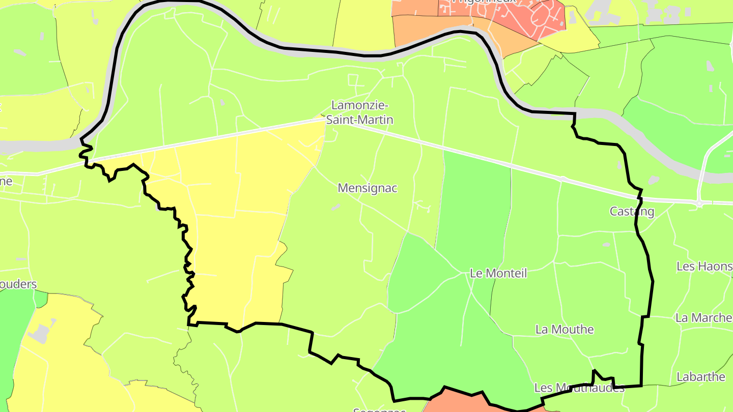 Carte des prix de l'immobilier Lamonzie-Saint-Martin