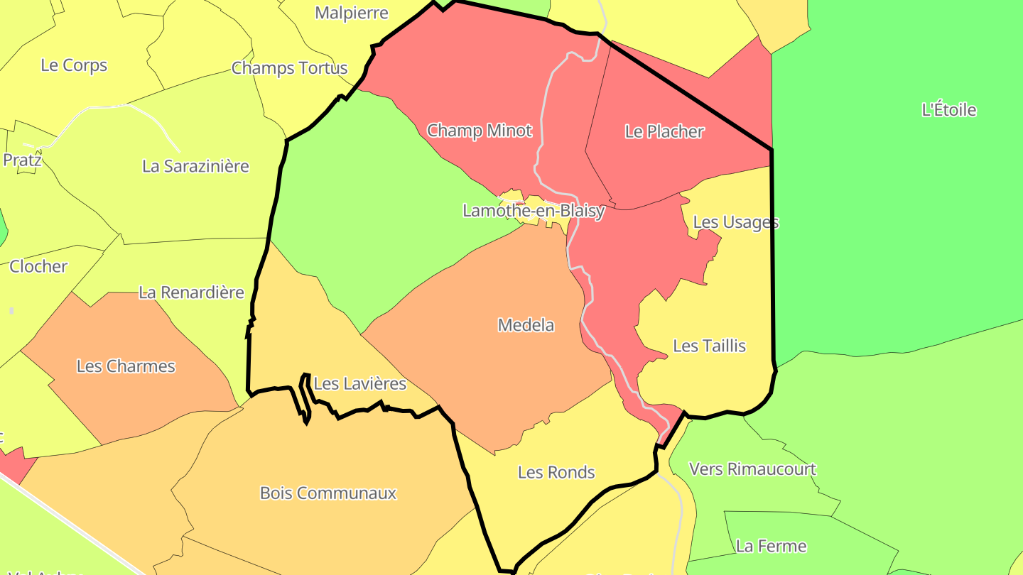 Carte des prix de l'immobilier Lamothe-en-Blaisy
