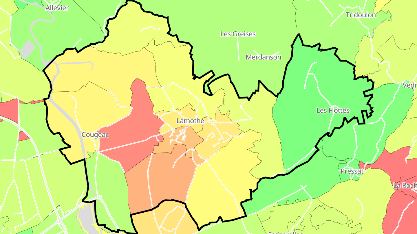 Carte des prix de l'immobilier Lamothe