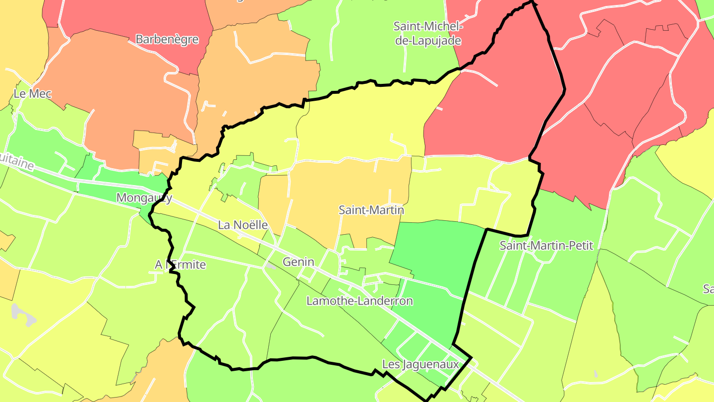 Carte des prix de l'immobilier Lamothe-Landerron
