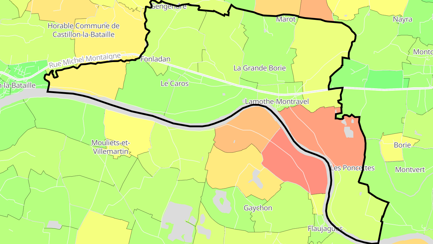 Carte des prix de l'immobilier Lamothe-Montravel