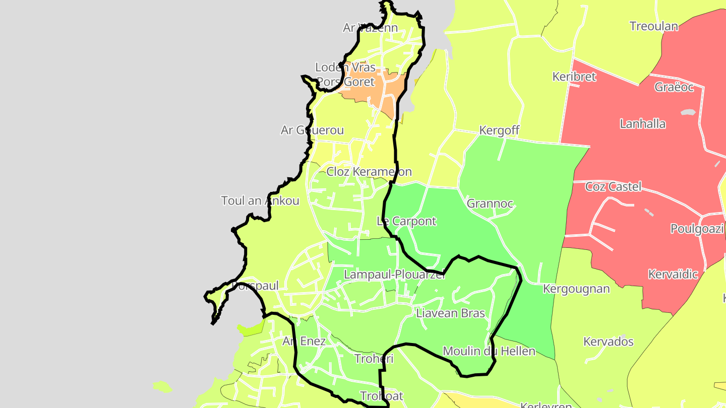 Carte des prix de l'immobilier Lampaul-Plouarzel