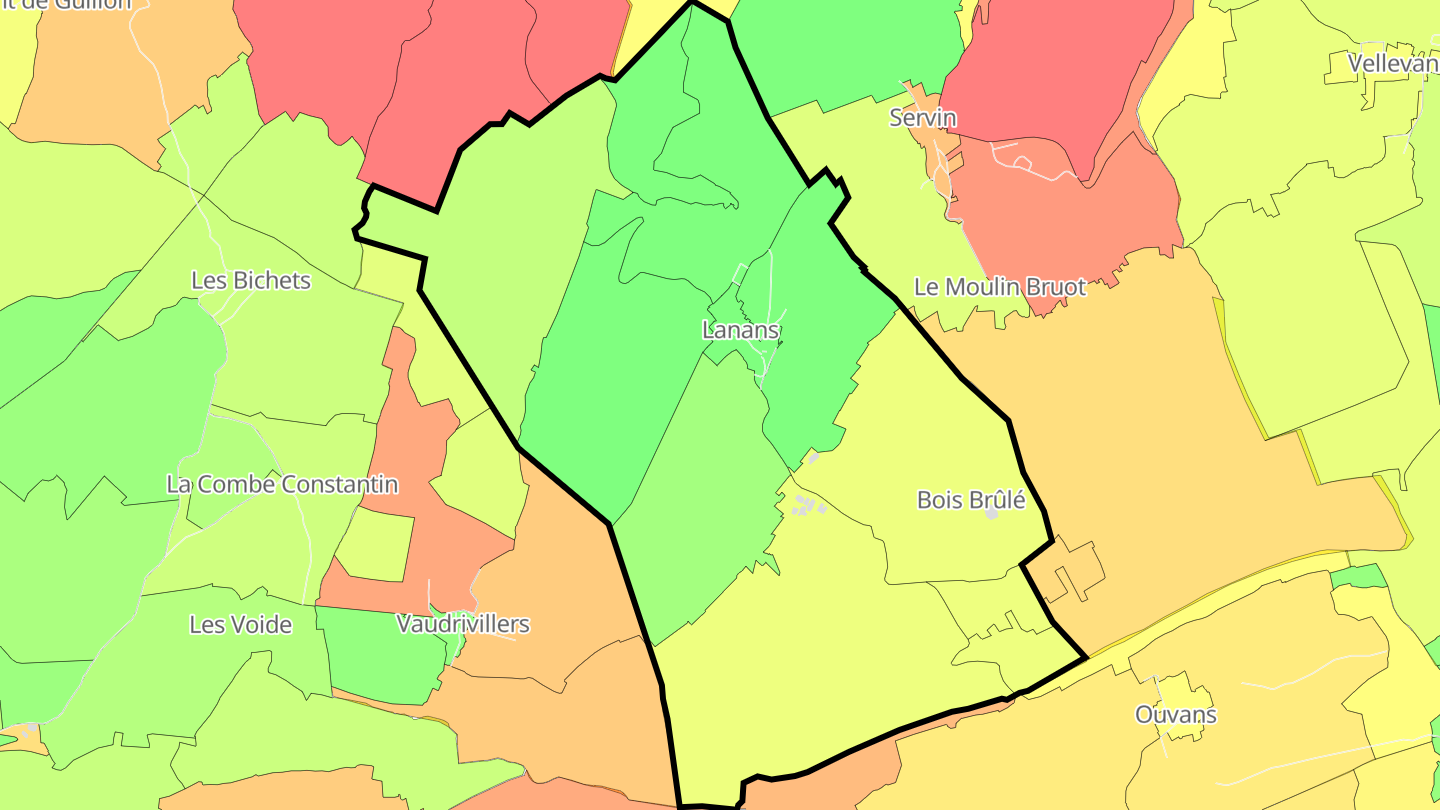 Carte des prix de l'immobilier Lanans