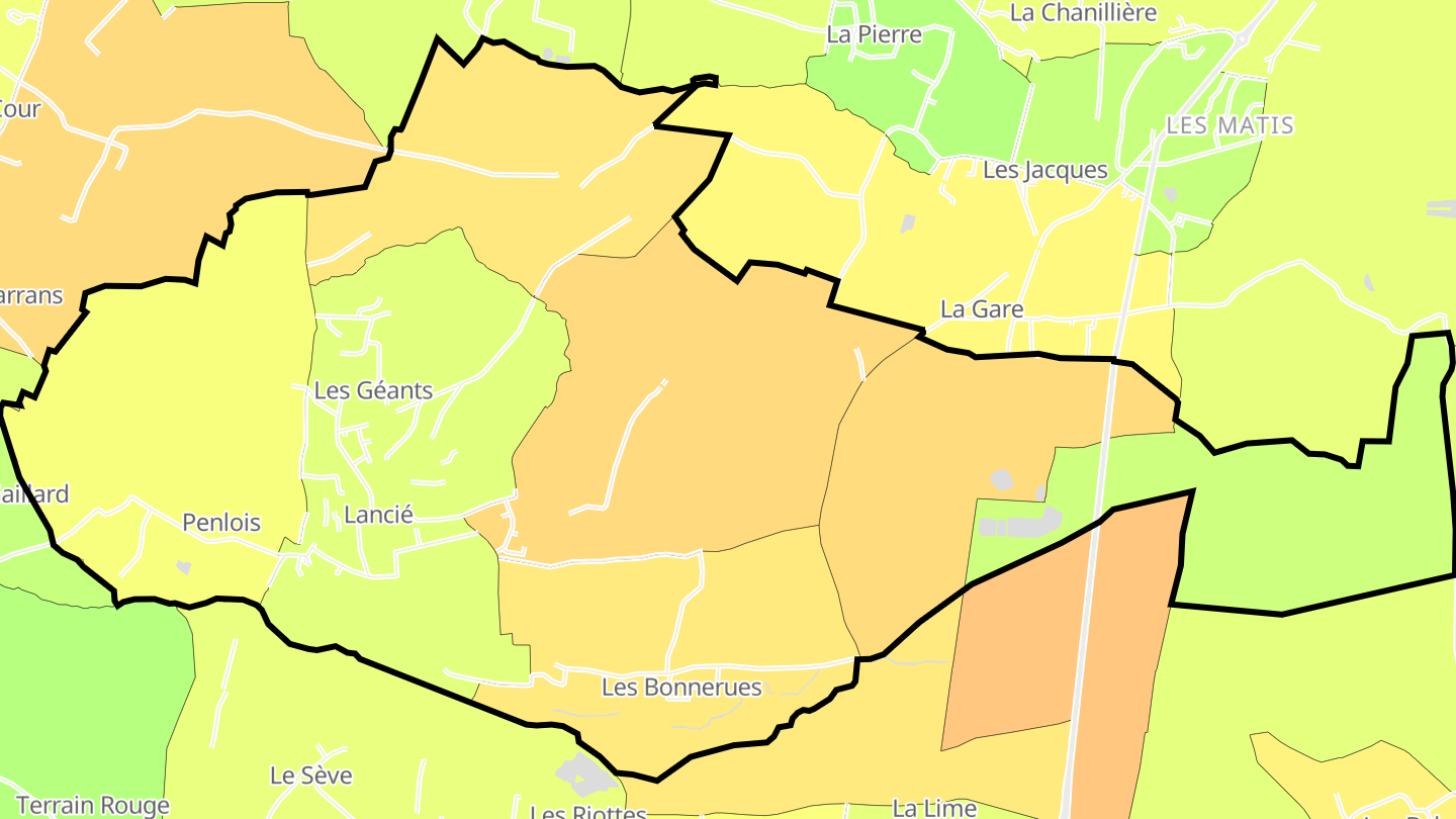 Carte des prix de l'immobilier Lancié