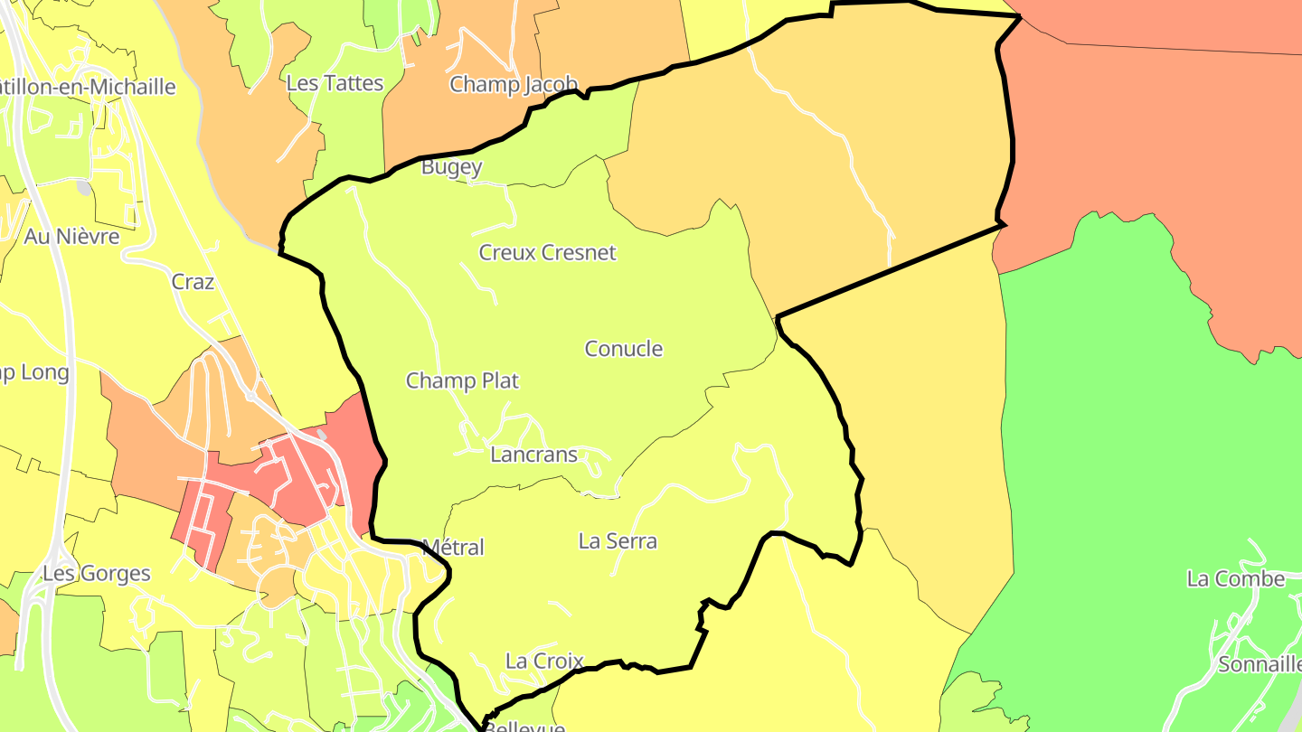 Carte des prix de l'immobilier Lancrans