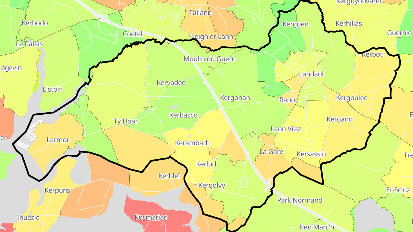 Carte des prix de l'immobilier Landaul
