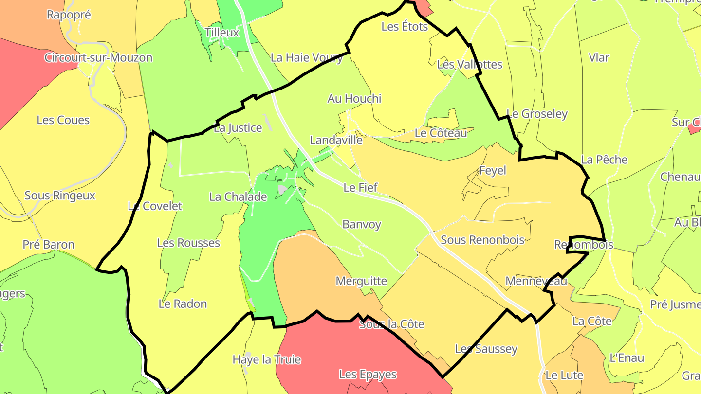 Carte des prix de l'immobilier Landaville