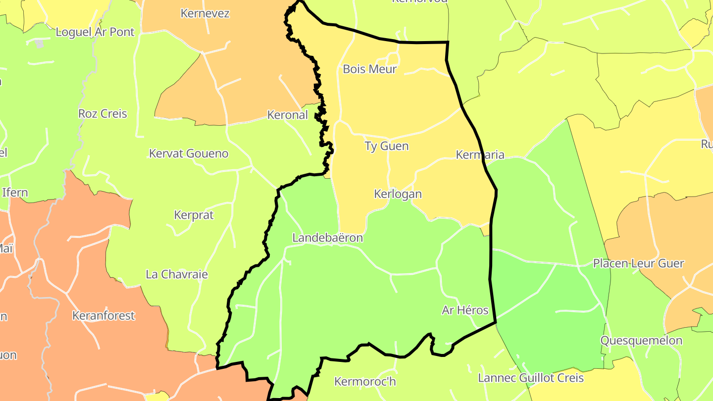 Carte des prix de l'immobilier Landebaëron