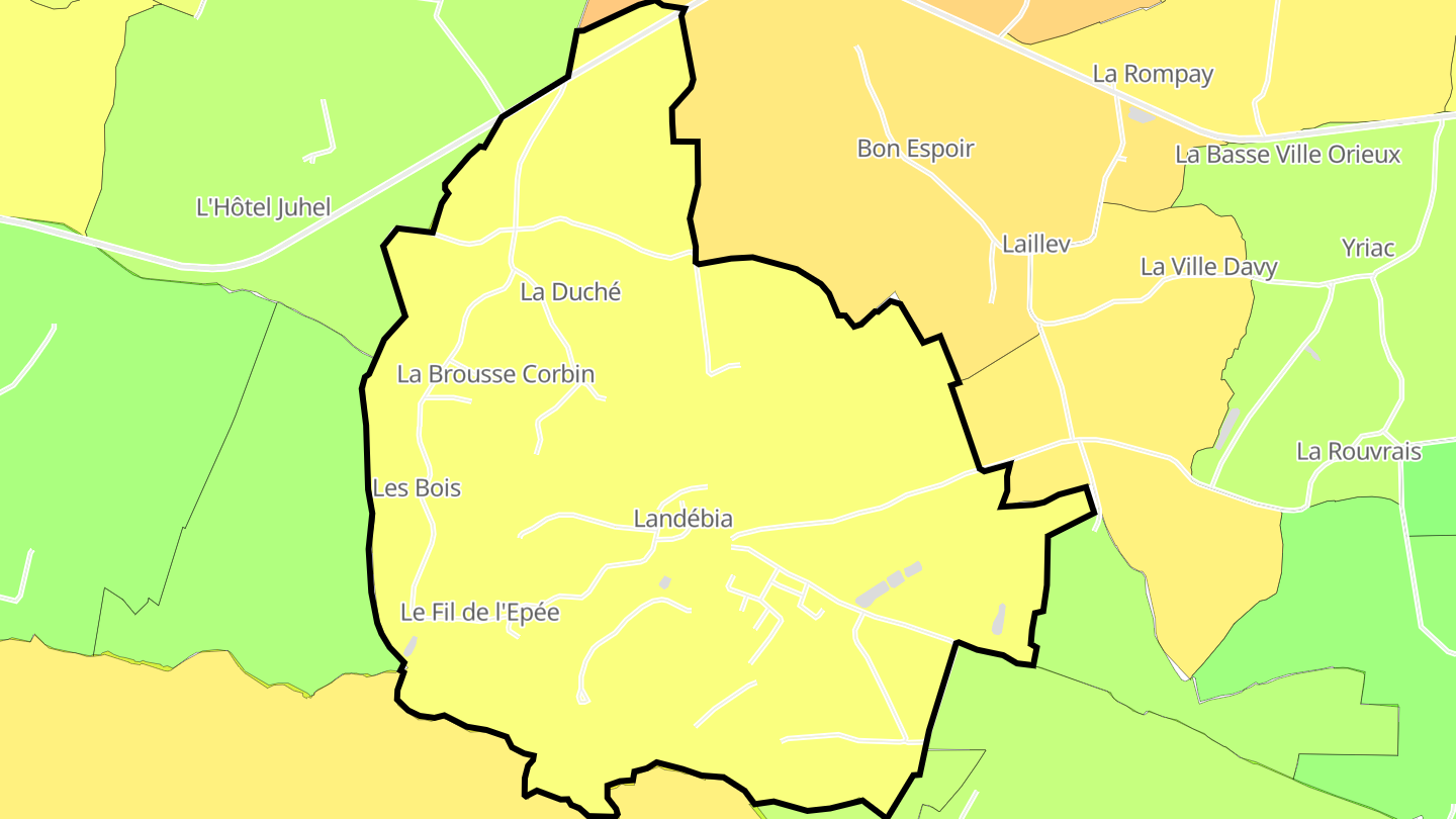 Carte des prix de l'immobilier Landébia