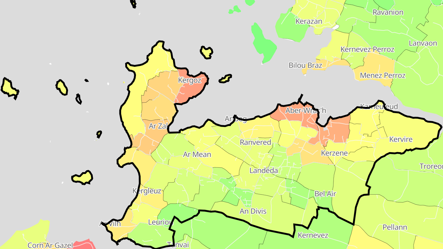 Carte des prix de l'immobilier Landéda