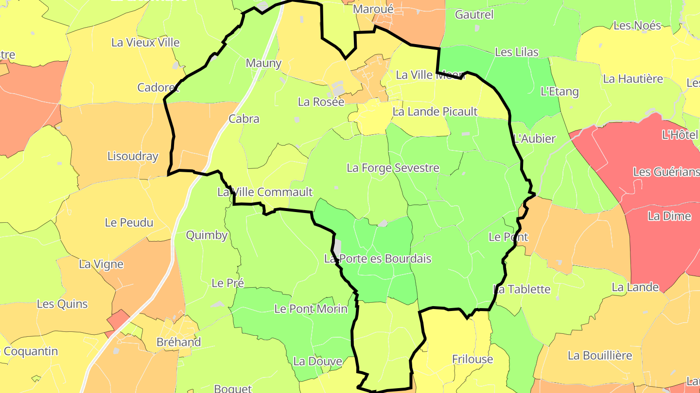 Carte des prix de l'immobilier Landéhen