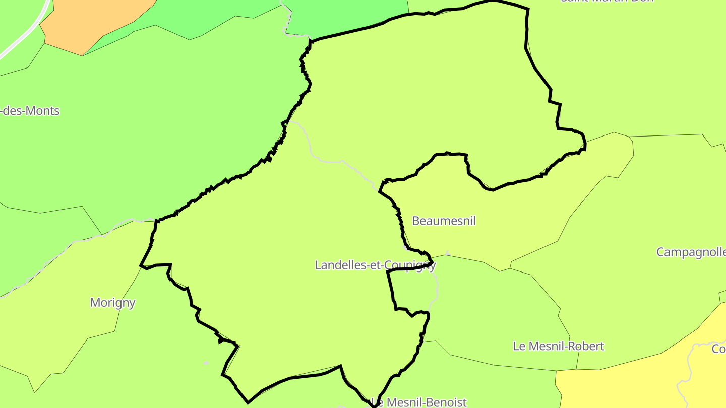 Carte des prix de l'immobilier Landelles-et-Coupigny