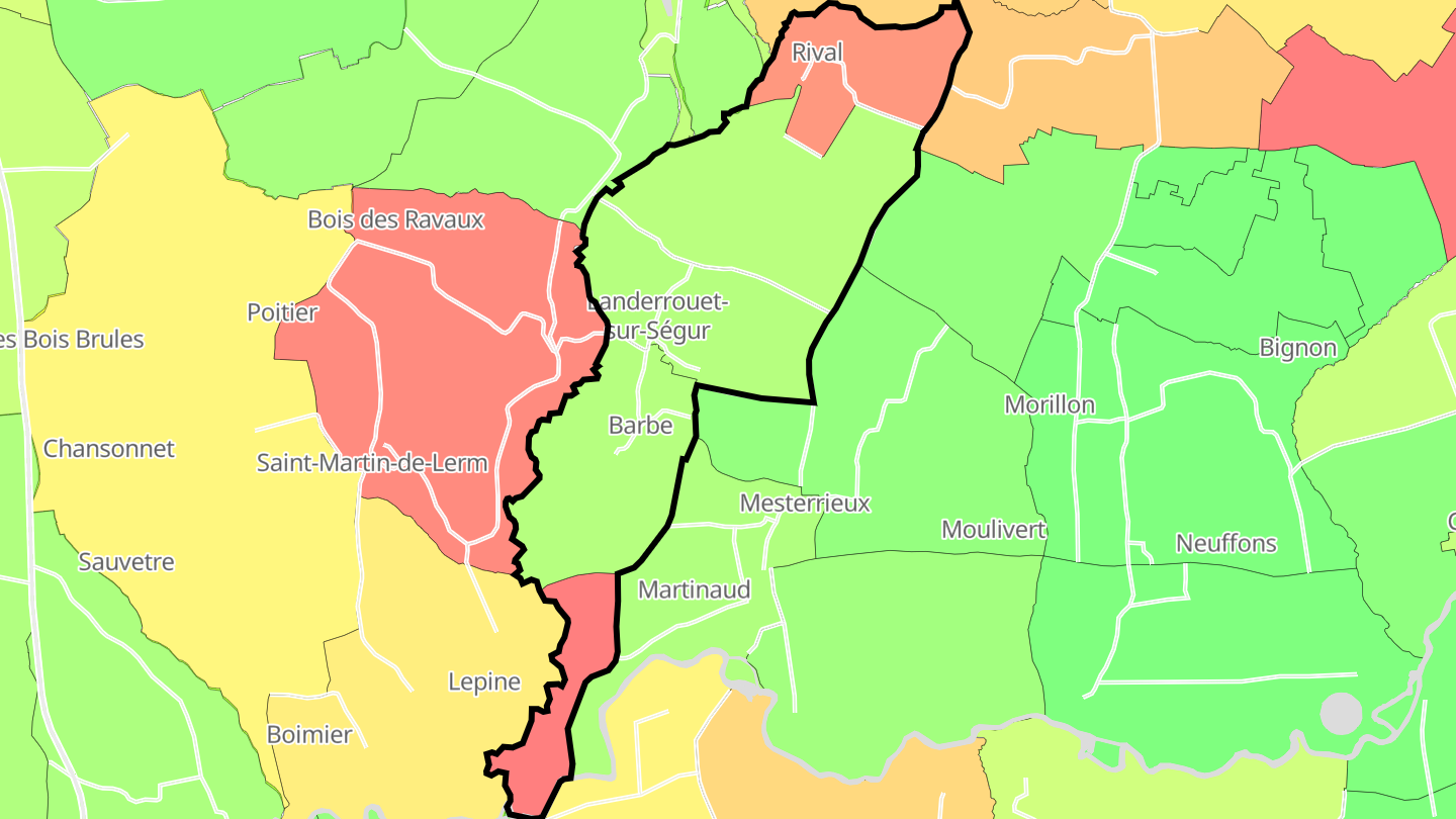 Carte des prix de l'immobilier Landerrouet-sur-Ségur