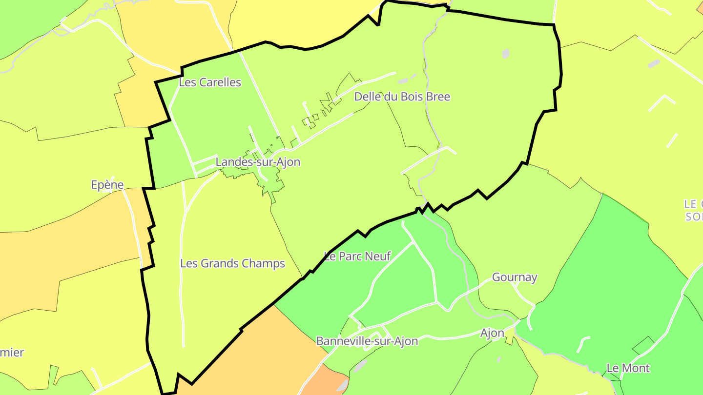 Carte des prix de l'immobilier Landes-sur-Ajon